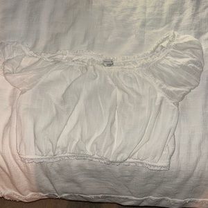American eagle white cinched puffed out crop top size xl